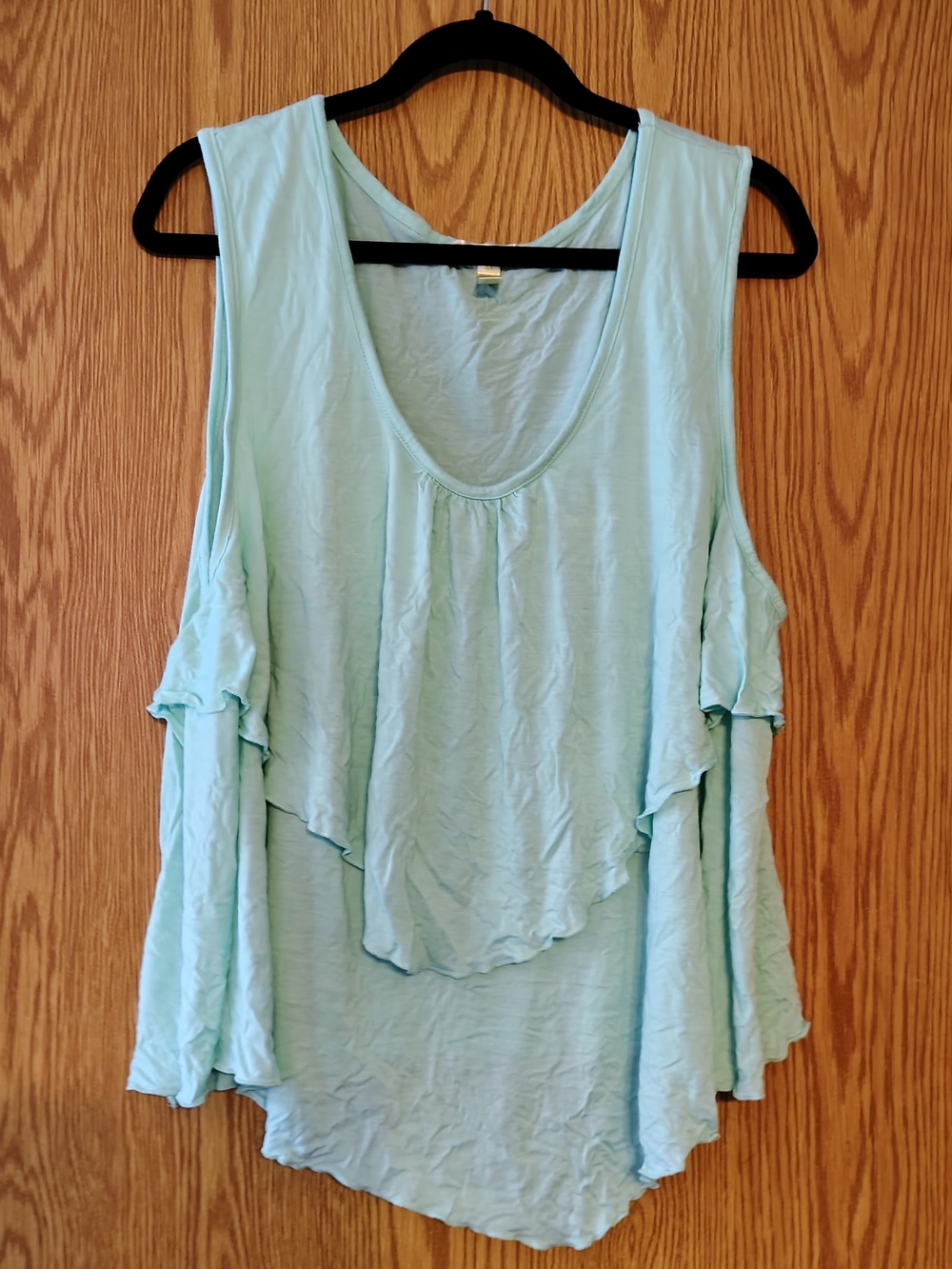 NYC Flowy Flirty Light Blue Ruffle Coquette Tank Top 4x